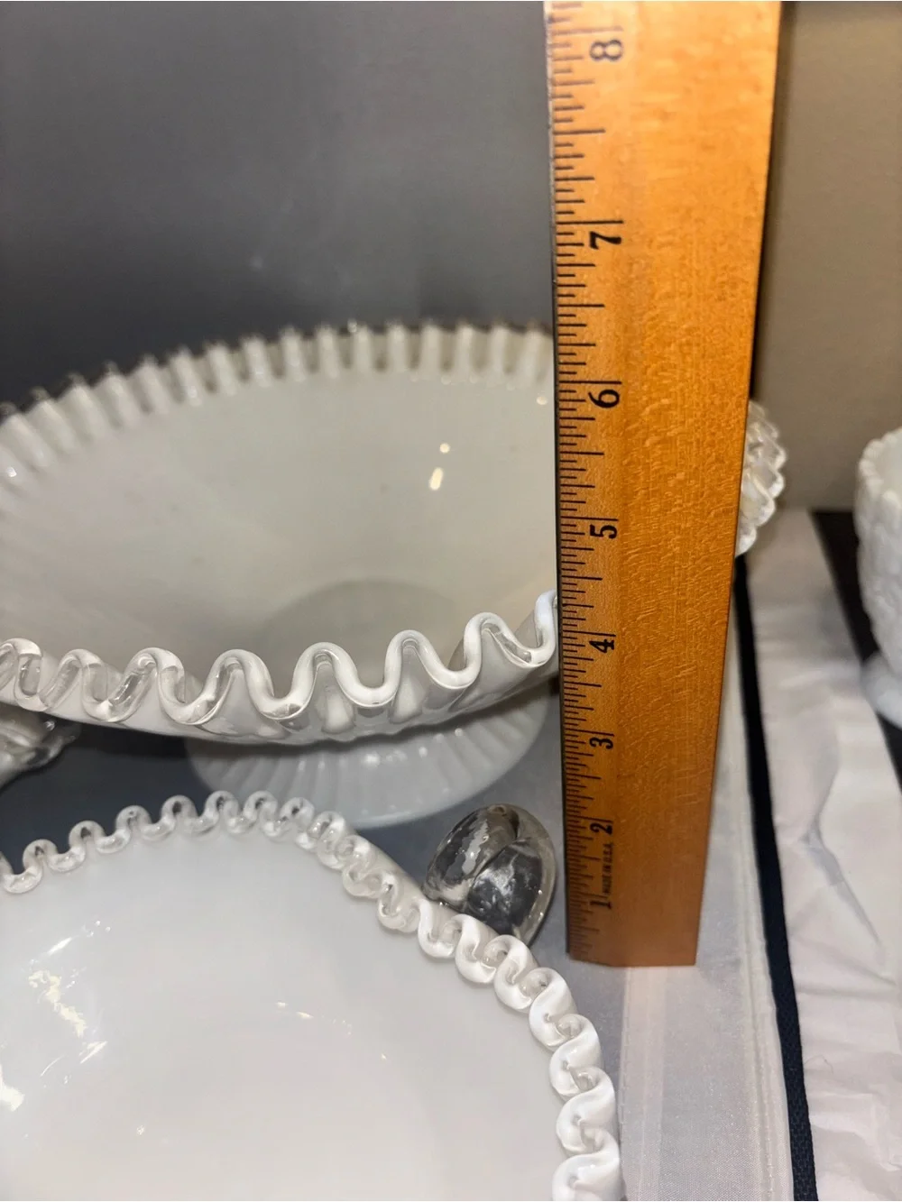 Vintage Fenton Ruffled Edge Milk Glass- Set of 3